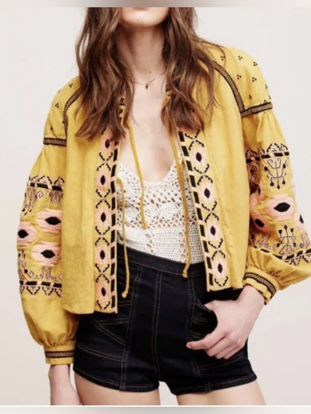 Anthropologie RD & Koko Embroidered Boho Jacket size Petit Medium
